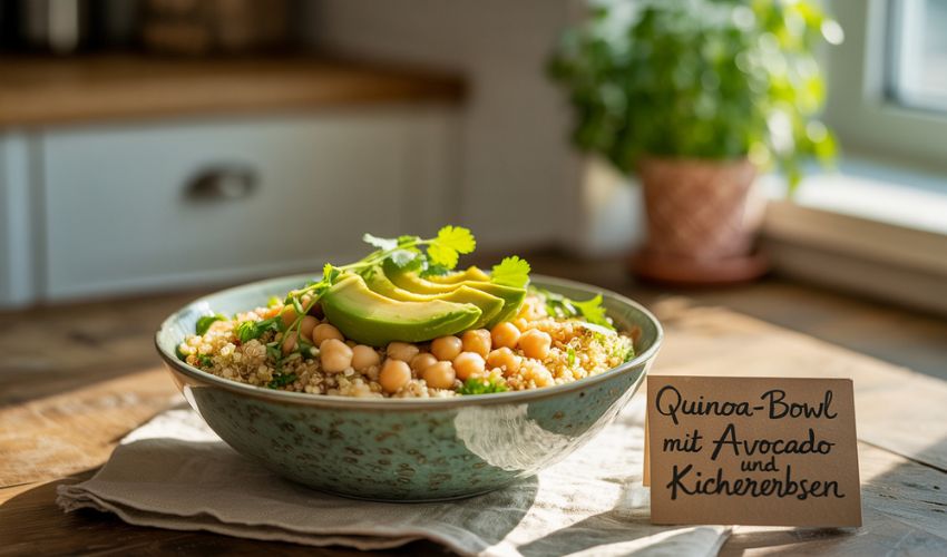 Quinoa-Bowl mit Avocado und Kichererbsen